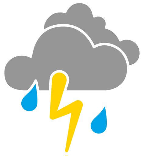 leichtes oder mäßiges Gewitter mit Regen oder Schnee